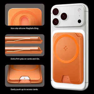 Spigen Valentinus MagFit+ MagSafe magnētiskais karšu maciņš tālrunim – oranžs