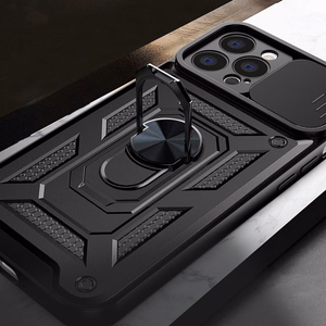 Чехол Hybrid Armor Camshield для Realme 10 Pro+ бронированный с защитой камеры чёрный