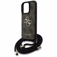Guess 4G Big Logo Cord Stap viedtālruņa apvalks iPhone 16 Pro Max - brūns