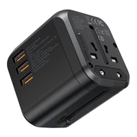 Ceļojumu lādētājs Choetech PD5008, 3xUSB-A, 2xUSB-C, GaN, 35W, US/EU/UK/AU (melns)