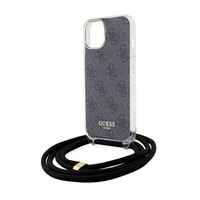 Guess Crossbody Cord 4G Print viedtālruņa apvalks iPhone 15/14/13 - melns