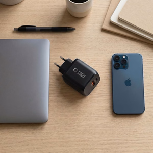 Tech-Protect NCA65W-GAN PD 65 W / QC3.0 2 pieslēgvietu sienas lādētājs, melns