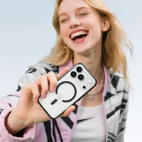 Rock Crystal Armor sērijas magnētiskais viedtālruņa apvalks Iphone 17 Pro Max melns