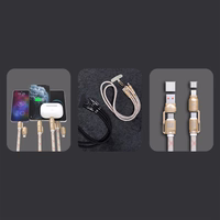 Dudao L20MAX 4in1 kabelis / siksniņa USB-A / USB-C / Lightning PD QC 65W 1.5m – rozā