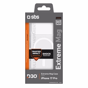 SBS Extreme Mag apvalks iPhone 17 Pro ar D3O tehnoloģiju - caurspīdīgs