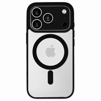 Akrila krāsains magnētiskais viedtālruņa apvalks Iphone 17 Pro Max melns