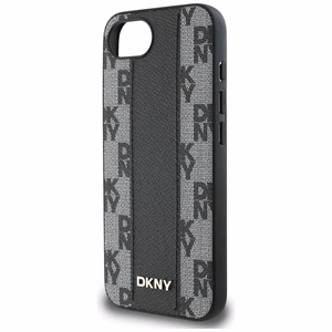 DKNY ādas rūtainais mono raksts Magnētiskais iPhone 16e viedtālruņa apvalks - melns