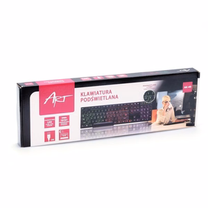 ART vadu tastatūra USB A QWERTY ar gaismu AK-49 melna