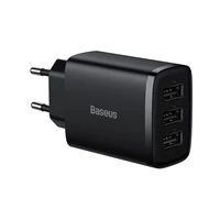 Baseus lādētājs Compact 3 x USB melns 17w