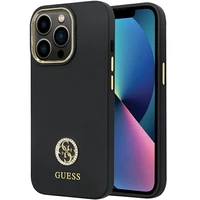 Guess GUHCP13LM4DGPK viedtālruņa apvalks iPhone 13 Pro / 13 – melns Silikona Logo Strass 4G
