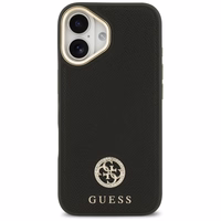 Guess Graudains Strass Logotips Magnētiskais viedtālruņa apvalks iPhone 17 - melns