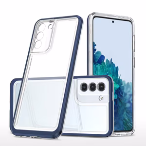 Caurspīdīgs 3in1 viedtālruņa apvalks Samsung Galaxy S22 + (S22 Plus) rāmja gels zils