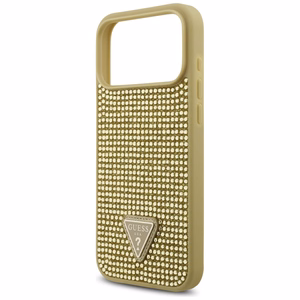 Guess Rhinestone Triangle Logo viedtālruņa apvalks iPhone 17 Pro Max - zelta