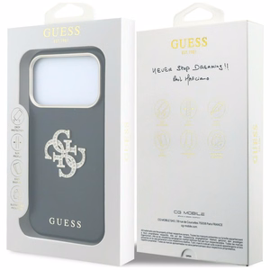 Guess Smooth & Big Strass Logo vāciņš iPhone 18 Pro / 17 Pro – melns