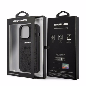 AMG AMHCP13LOSDBK iPhone 13 Pro / 13 6.1" melna/melna cietais apvalks ādas liektās līnijas