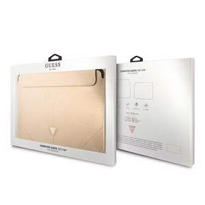 Guess Saffiano Triangle Logo apvalks 14" klēpjdatoram - bēšs
