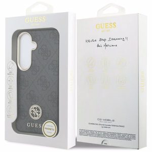Guess maciņš 4G Rhinestone Round Logo MagSafe priekš Samsung Galaxy S26 melns