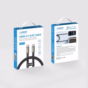 Plakans kabelis no C tipa uz C tipu VEGER PD 5A 240 W CC2-MTB 1,5 m, melns