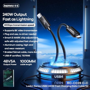 KABELIS REMAX LADON SERIES 240W RC-C039 USB 4.0 USB-C/USB-C 1M melns