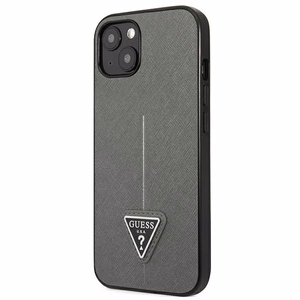 Guess GUHCP14SPSATLG iPhone 14 6.1 "sudraba cietais apvalks SaffianoTriangle Logo