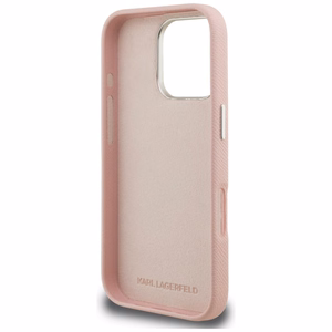 Karl Lagerfeld FW Grained Signature Logo Maciņš iPhone 16 Pro Max - rozā
