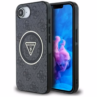 Guess IML Metal Glitter 4G Circle Triangle magnētiskais viedtālruņa apvalks iPhone 16e - melns