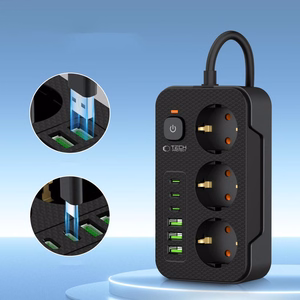 TECH-PROTECT PC3X6 PAGARINĀTĀJS 3 USB & 3 TYPE-C & 3 LIGZDU 200CM MELNS