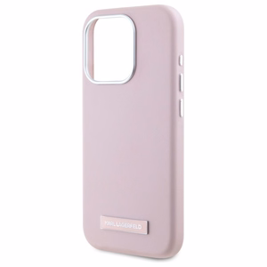 Karl Lagerfeld FW Metal Plate magnētiskais viedtālruņa apvalks iPhone 15 Pro - rozā