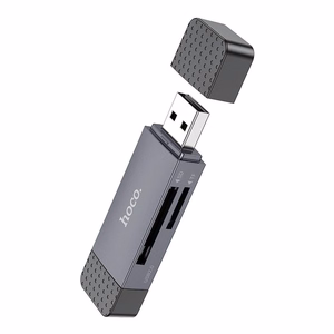 Atmiņas karšu lasītājs Hoco HB45 USB-C/USB-A 2-in-1 USB2.0 pelēks