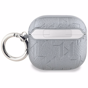 Austiņu apvalks AirPods 4 Karl Lagerfeld Monogram Choupette Head – sudrabains