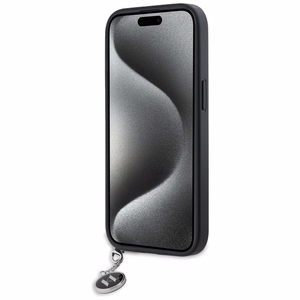 Karl Lagerfeld Saffiano Rhinestones & Charm viedtālruņa apvalks iPhone 15 / 14 / 13 - melns