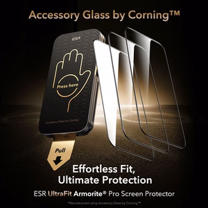 ESR UltraFit Armorite Pro rūdīts stikls iPhone 17 Pro Max - caurspīdīgs