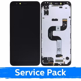 LCD Displejs Saderīgs ar Xiaomi Mi A2 Melns Ar Frame (Service Pack)