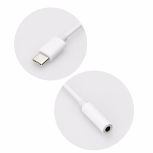 Adapteris AUX Type C (vīriešu) uz Jack 3,5 mm (sieviešu) balts