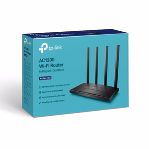 TP-Link Archer C6U bezvadu maršrutētājs Gigabit Ethernet divjoslu (2.4 GHz / 5 GHz) melns