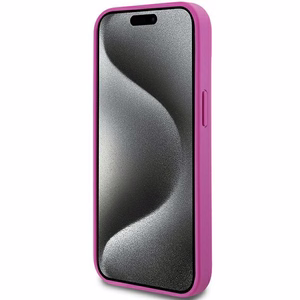 DKNY Ādas raksts metāla logotips Magnētiskais viedtālruņa apvalks iPhone 15 / 14 / 13 - rozā