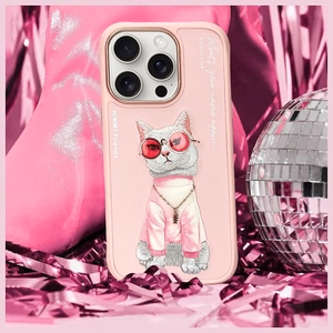 Nimmy Glasses Cool Cat Case for iPhone 16 Pro - Pink