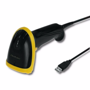 Qoltec 50867 – vadu lāzera 1D/2D svītrkodu skeneris, USB, melns