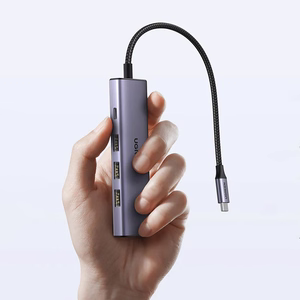 Ugreen CM511 15597 5in1 sadalītājs USB-C - USB-C PD / HDMI / 3x USB-A 3.0 - pelēks