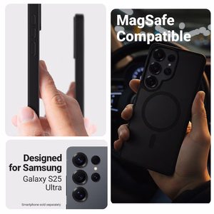 Crong Hybrid Matte Magnetic MagSafe vāciņš ierīcei Samsung Galaxy S25 Ultra, melns