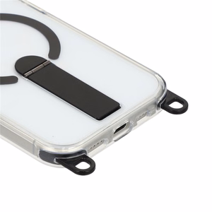 Hurtel maciņš ar statīvu, 30 cm rokas un 120 cm pleca siksnu, saderīgs ar MagSafe modelim iPhone 17 – melns