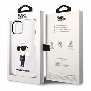 Karl Lagerfeld Ikonik Karl viedtālruņa apvalks iPhone 14 Plus - caurspīdīgs