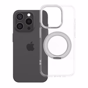 Case for iPhone 15 PRO Frame Circle Stand compatible with MagSafe transparent