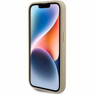 Guess Glitter Script Big 4G viedtālruņa apvalks iPhone 15 Pro – zeltains