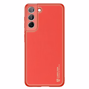 Dux Ducis Yolo elegants apvalks no ekoloģiskās ādas Samsung Galaxy S22 + (S22 Plus) sarkans