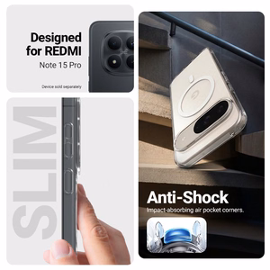 Crong Hybrid Clear Magnetic MagSafe vāciņš ierīcei Xiaomi Redmi Note 15 Pro, caurspīdīgs