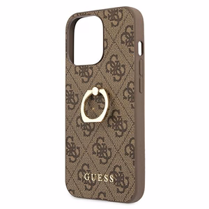Guess GUHCP13L4GMRBR iPhone 13 Pro / 13 6.1" коричневый/коричневый жёсткий чехол 4G с кольцом-подставкой