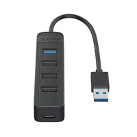 Orico TWU32-4A USB-A 3.1 hub / 1x USB-A 3.1 + 3x USB-A 2.0 + USB-C 5V/3A - melns