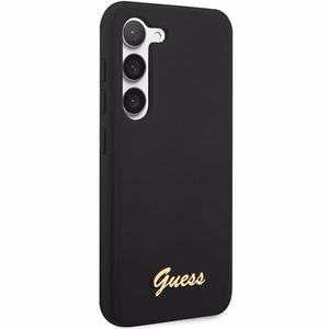 Guess GUHCS23SSLSMK S23 S911 чёрный/чёрный жёсткий чехол Silicone Vintage с золотым логотипом