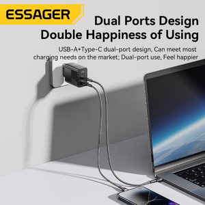 Lādētājs Essager GaN Pinson melns 33W (PD / QC3.0)